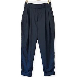 COS Nylon High Waisted Pleated Cuffed Crop Trousers Pants Relaxed Inseam 25”